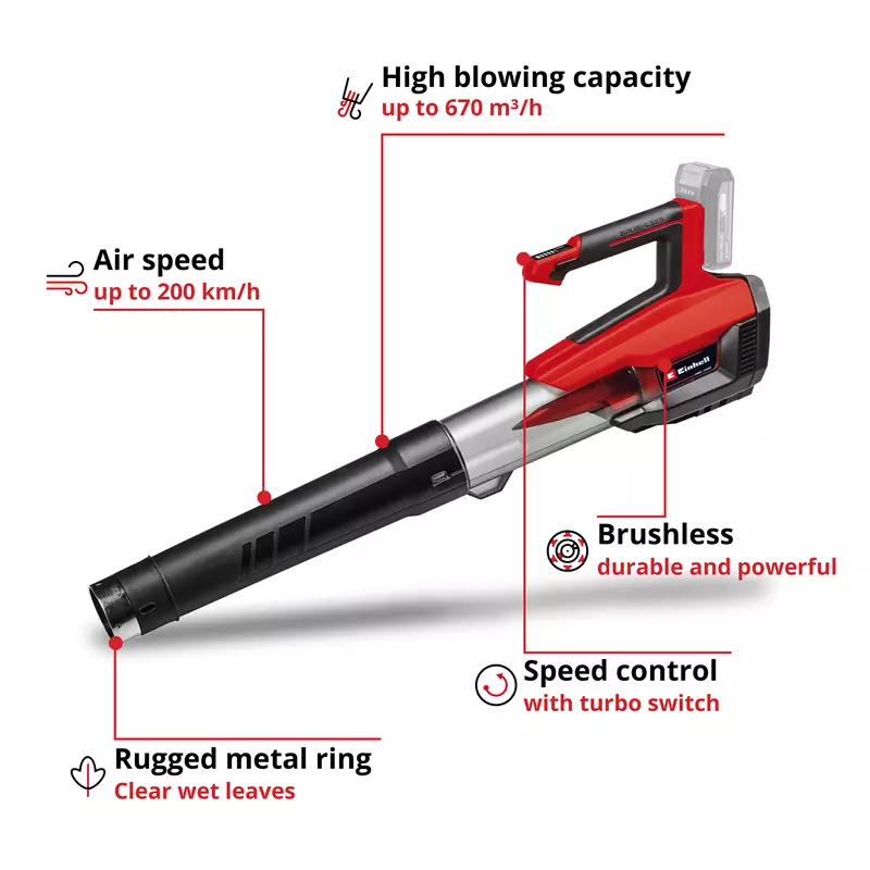 Einhell GP-LB 18/200 Li E-Solo PXC 18V Cordless Professional Brushless Leaf Blower (Body) 3433555