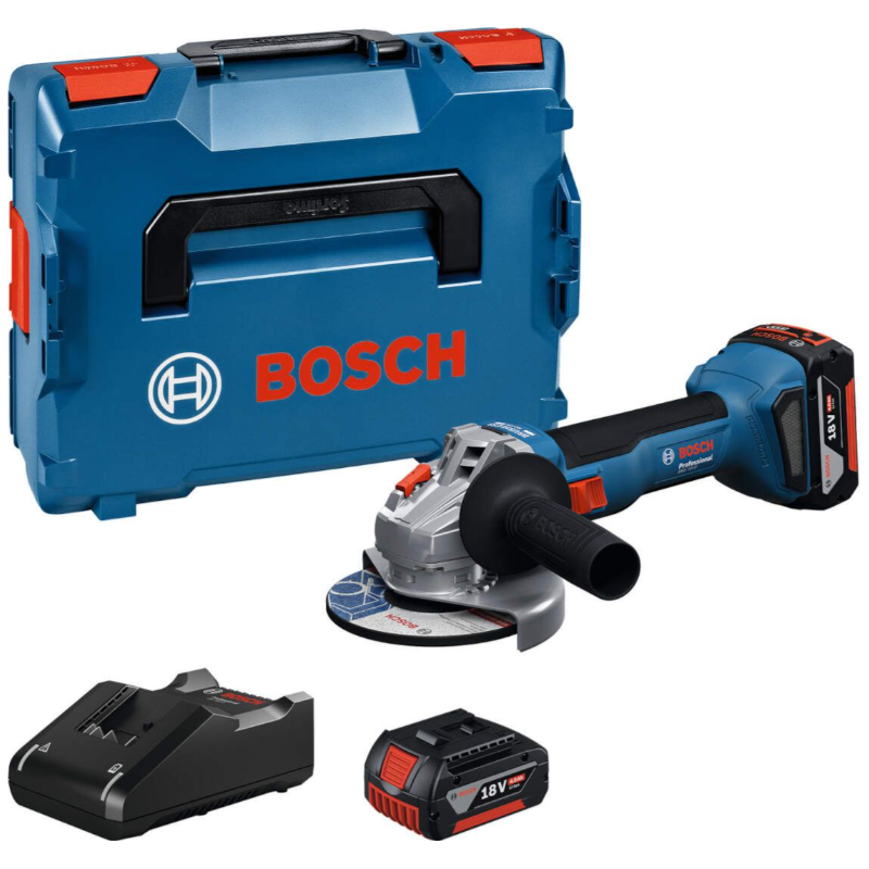 Bosch Angle Grinder GWS 18V-8 115MM (2X GBA 4.0, GAL 18V-40, L-BOXX) 06019N9070