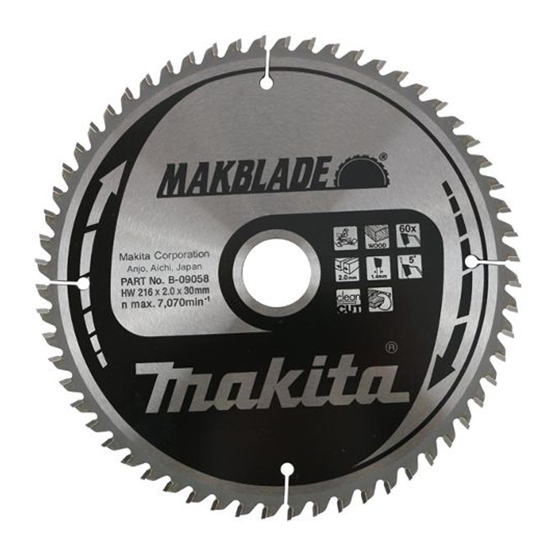 MAKITA MAKBLADE FOR STATIONARY SAWS TCT BLADE 216MM X 30 X 60T B-09058
