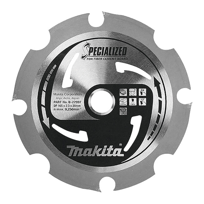 MAKITA SPECIALIZED FIBRE CEMENT BOARD TCT BLADE 165 X 20 X 4T PCD B-22997
