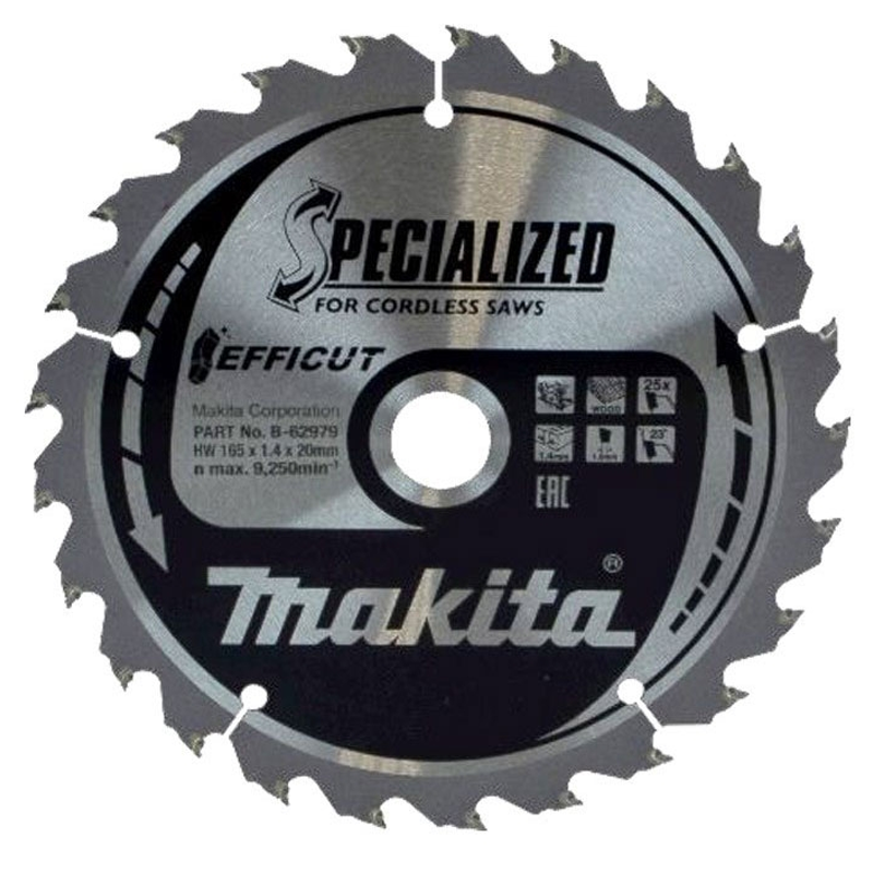 MAKITA SPECIALIZED EFFICUT TCT BLADE 165MM X 20 X 25T EFFICUT B-62979