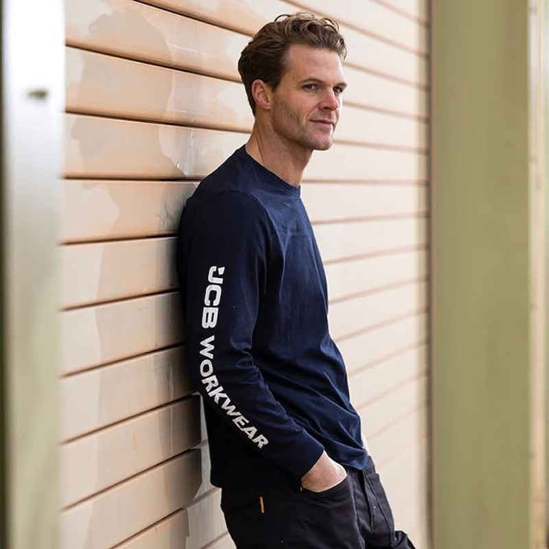 JCB Workwear Banner Long Sleeve T-Shirt Black (Sizes Small-3XL)