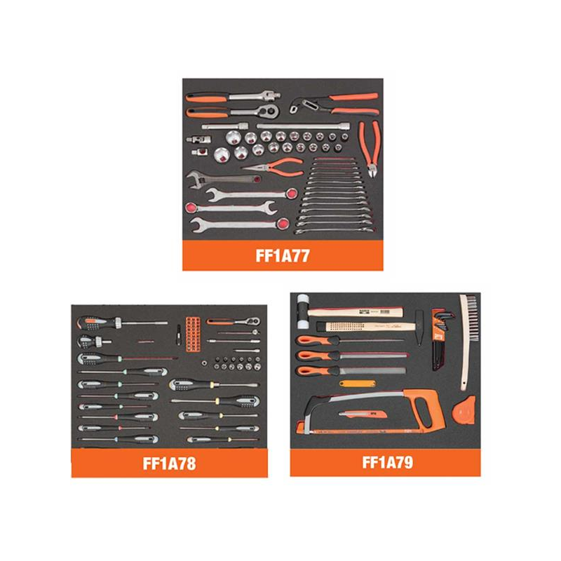 Bahco 14725BKFF2SD 140 Piece Foam Inlay Tool Kit in E72 5 Drawer Roller Cabinet – Black