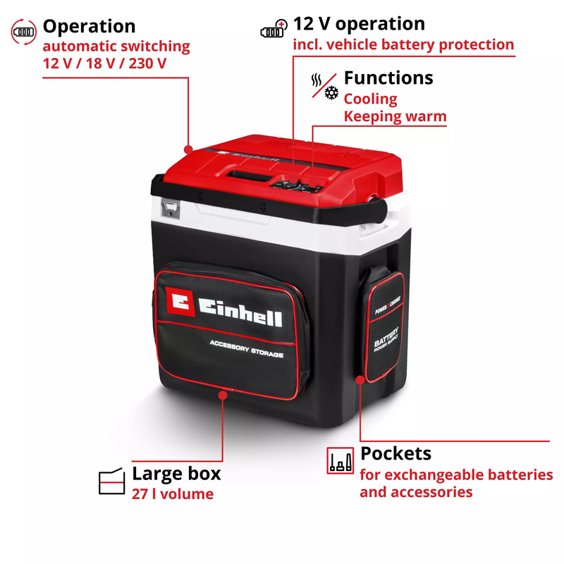 Einhell TE-COL 18/27 Li-Solo PXC 18V 26L Coolbox (Mains 12V and Battery Powered) (Body) 2048420