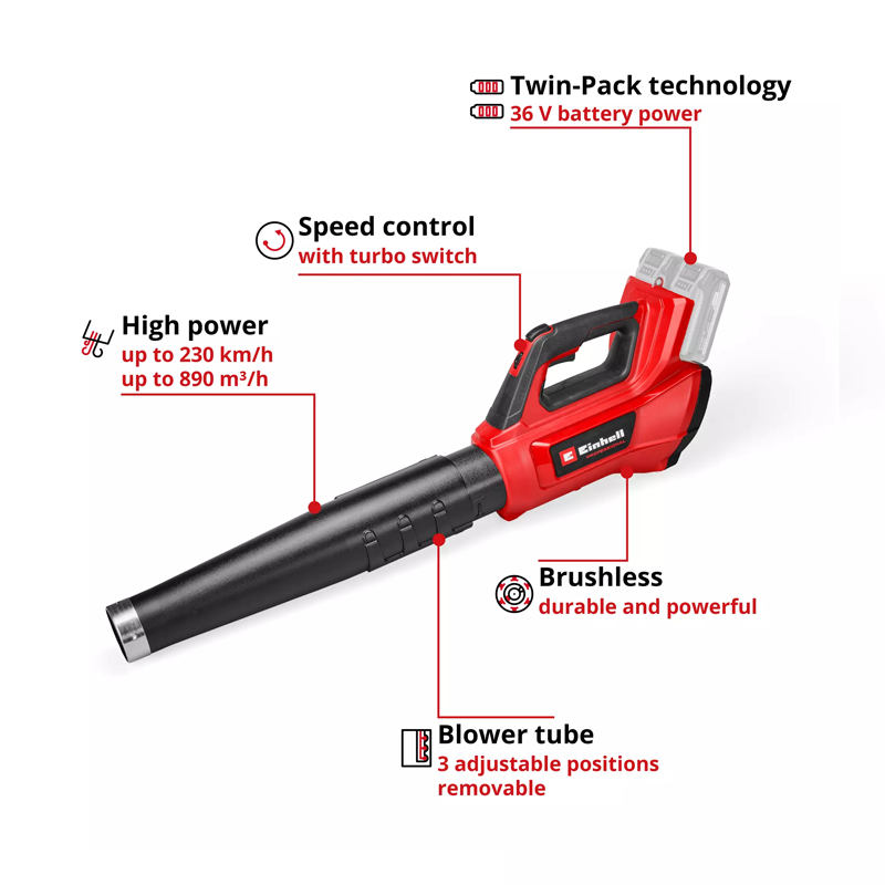 Einhell GP-LB 36/230 Li E BL-Solo PXC 36V Cordless Professional Brushless Leaf Blower (Body) 3433650