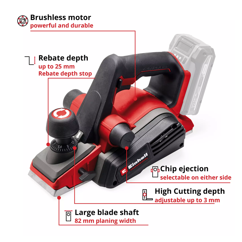 Einhell TP-PL 18/3 Li BL - Solo PXC 18V 3mm Professional Brushless Planer (Body) 4345405