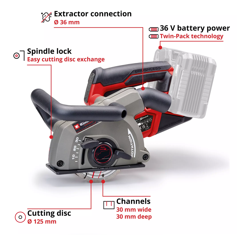Einhell TP-MA 36/30 Li BL - Solo PXC 36V Professional Brushless Wall Chaser Kit 4350800