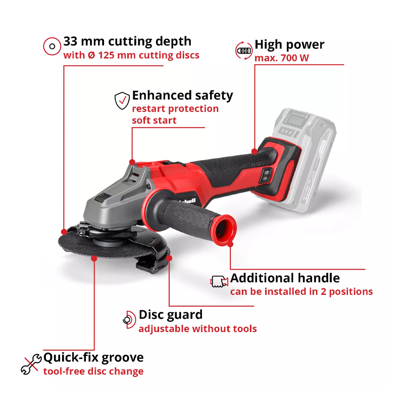 Einhell AXXIO 18/125 Q PXC 18V 125MM Professional Quick Release Brushless Angle Grinder (Body) 4431151