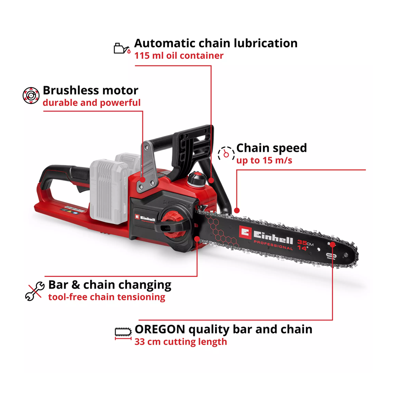 Einhell GP-LC 36/35 Li-Solo PXC 36V Cordless Professional Brushless Chainsaw 33cm Cutting Length (Body) 4501780
