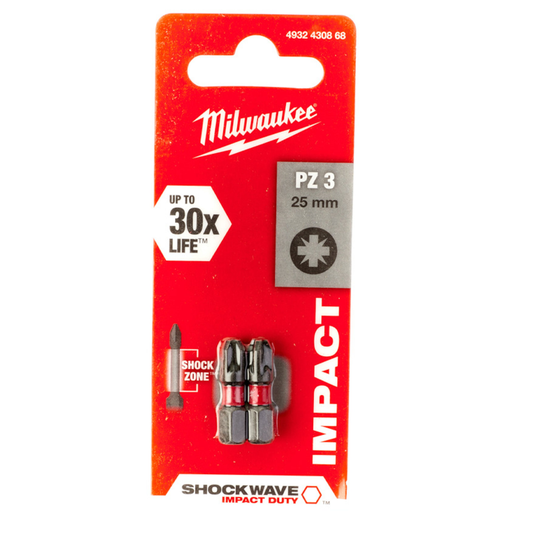 Milwaukee SW Impact Bit PZ3 X 25mm PKT2  4932430868 