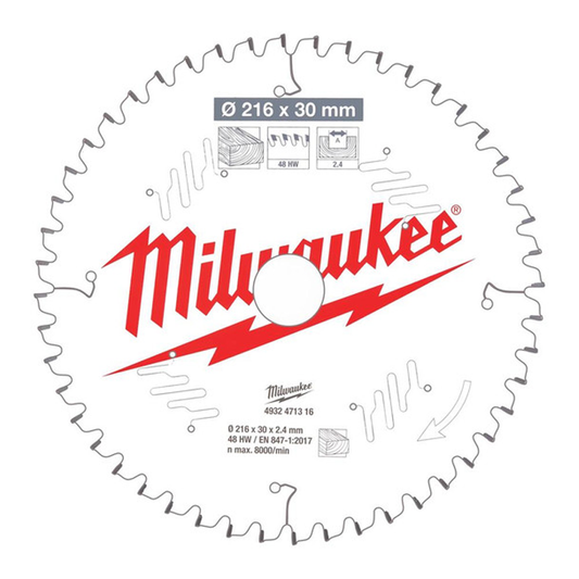 MILWAUKEE TCT BLADE 216MM X 30 X 48T 4932471316