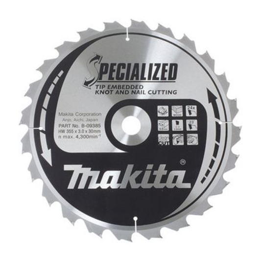 MAKITA SPECIALIZED TIP EMBEDDED 210MM 30MM 18T TIP EMBEDDED TCT BLADE