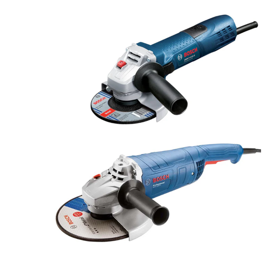 Bosch 240V Grinder 4.5'' GWS7-115 + 9'' Grinder GWS2200 Twin Pack