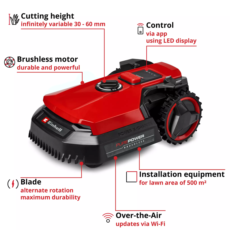 Einhell 18V Robotic Lawn Mower 18cm Cutting Width (2.5Ah Battery & Charger) 3413935
