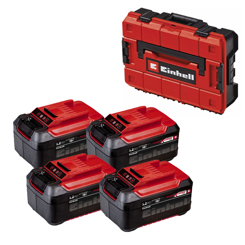 Einhell 5.2Ah 18V PLUS Battery 4 Pack With E-Case